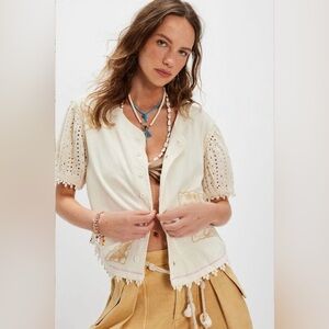 Free People Bali Total Catch Top NWT Size Small (oversized) Ivory